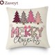 thumbnail image 1 of Funda de cojín de lino con diseño de árbol de Navidad, cubierta bonita de copos de nieve, color rosa, decoración de Año Nuevo, 2023, 1 of 4