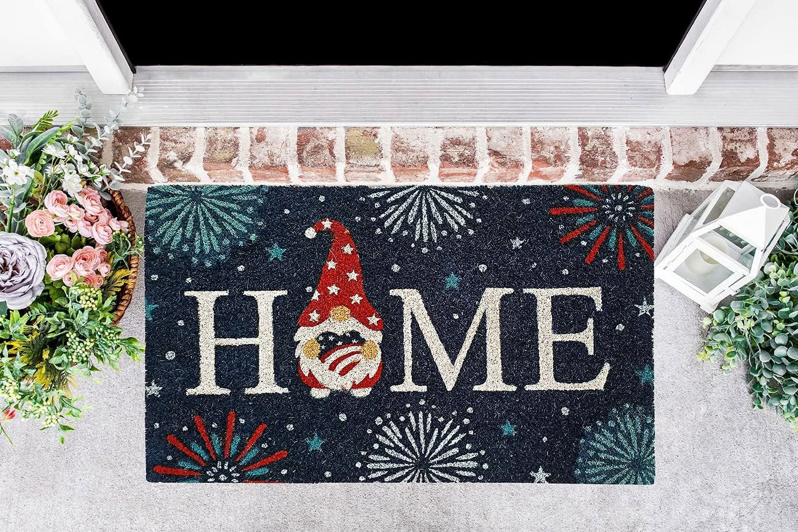 Kashi Home Holiday Door Mat Coir Mat 18x28 Non-Slip Printed Doormat, Durable Outdoor Rug, Welcome Mat, Welcome Spring Theme - Home Gnome