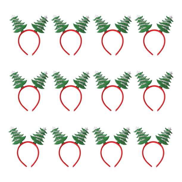12 Uds. De diademas navideñas para mujer y niña, hebilla clásica para el pelo de Reno y Papá Noel, diadema para niños y adultos, accesorios Accesorio para el cabello árbol de navidad verde Sonducket AP013012-02