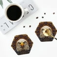thumbnail image 4 of Honeii Vintage Pattern Bald Eagle print Leather Coaster Set of 4, ideal for safeguarding your furniture from drinks spills and effortless cleanup-Hexagon, 4 of 6