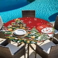 thumbnail image 6 of Red Snowman Christmas Round Tablecloth, Fitted Table Cover with Elastic for 55"-60" Round Tables, Vintage Xmas Tree Snowflake Table Cloth Outdoor Indoor Dinning Party Waterproof Tablecloths, 6 of 7
