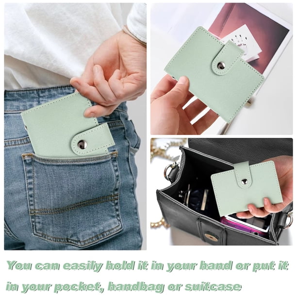 Monstrate Cartera con tarjetero elegante de PU, artesanía fina, para guardar tarjetas y dinero, bolsa para tarjetas de gran capacidad Almacenamiento y organización del hogar Verde