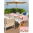 thumbnail image 4 of Outdoor Tablecloth with Umbrella Hole and Zipper, Pink Snowman Rectangle Table Cloth 60x102 Inch Waterproof Tablecloth, Christmas Winter Snowflake Xmas Tree Picnic Table Cover for Patio Camping, 4 of 7
