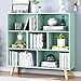thumbnail image 3 of IOTXY Wooden Open Shelf Bookcase - 3-Tier Floor Standing Display Cabinet Rack with Legs, 7 Cubes Bookshelf, Tiffany-Green, 3 of 4