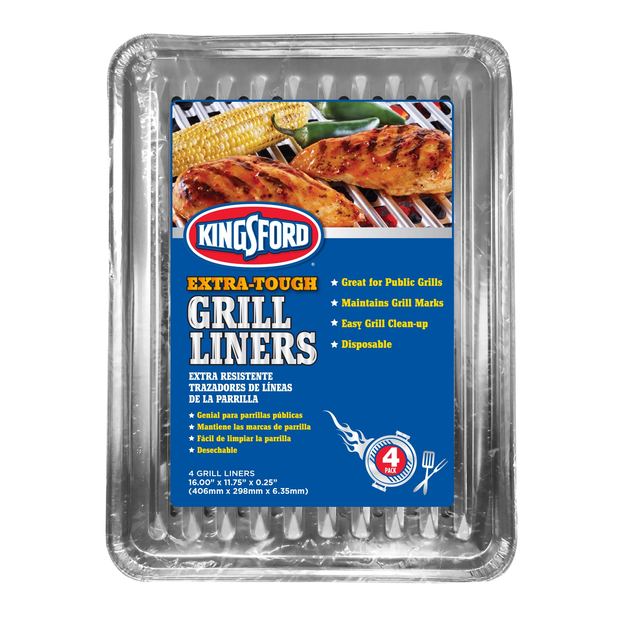 Kingsford Heavy Duty Aluminum Grill Liners 4ct