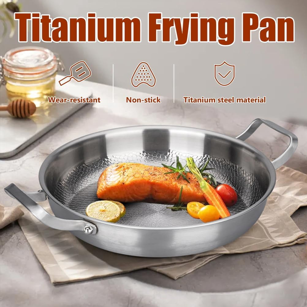 Hammered Pan 11 Inch Double Handle Non Stick Frying Pan with Lid Ultra  Scratch Resistant Even Heating Compatible All Cooktops