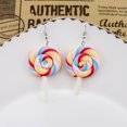 thumbnail image 2 of Pendientes de piruleta de cerámica suave de estilo lindo con personalidad de moda, pendientes divertidos a juego con el color, joyas, patrón de bloques de colores, frutas y elementos, 2 of 5