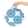 thumbnail image 2 of Blue Mandala Round Floor Cushion with Handle, Repetitive Oriental Floral Motifs Illustration on Plain Background, Decorative Pillow for Living Room & Dorms, 18" Round, Sea Blue and White, by Ambesonne, 2 of 4
