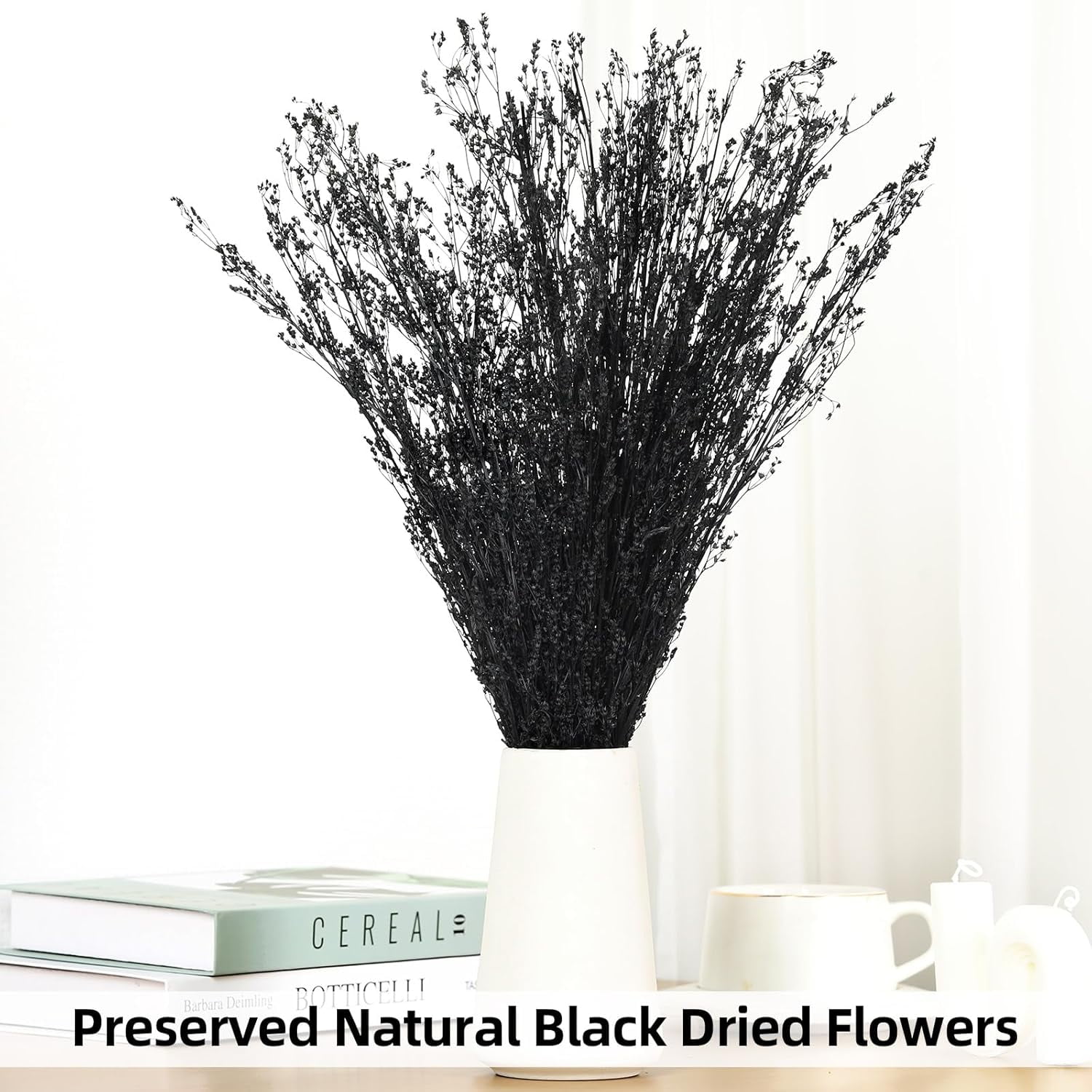 Dried Flowers Babys Breath Bouquet, – 17 Inch 3500+ Preserved Natural Flowers, Dried Floral Arrangements for Wedding Decor, Farmhouse Vase Crafts, DIY Wreath, Home Party Decoration, Black