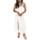 thumbnail image 4 of Sunloudy - Vestido informal para mujer, color sólido, doble lazo lateral, parte inferior con tirantes, abertura alta, dobladillo con volantes, vestido largo Sunloudy moda, 4 of 9