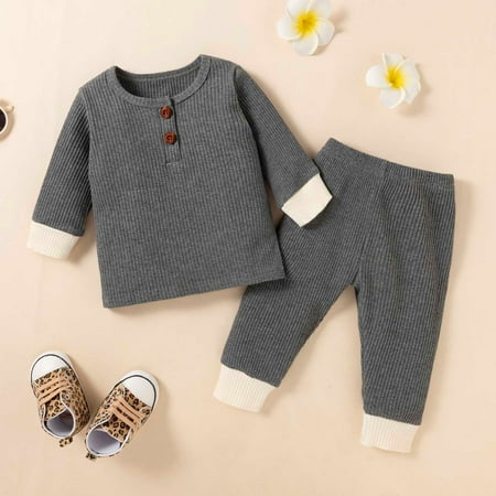 

QISIWOLE Newborn Girls Boy Baby Solid Color Long Sleeve Girls Suit Trousers French Rib Suit clearance under 10 !