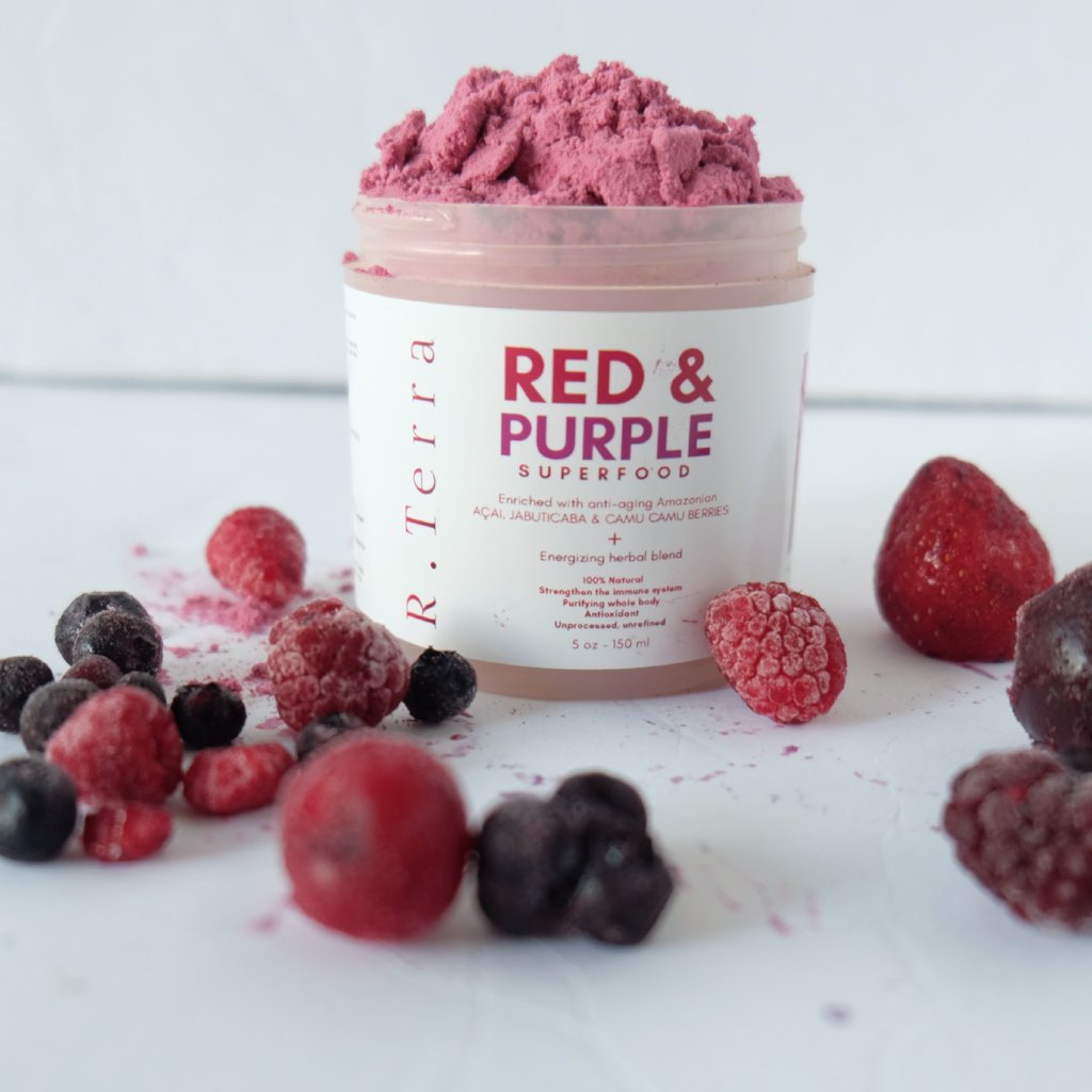 Superfood Red and Purple Superfoods, Blueberry, Acai, Rasperry