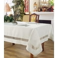 thumbnail image 2 of Violet Linen Splendour Exquisite Macrame Lace Border Pattern, Polyester Embroidered Lace, White, 70 Inch by 180 Inch, Seats 16 to 18 people Tablecloths, 2 of 7