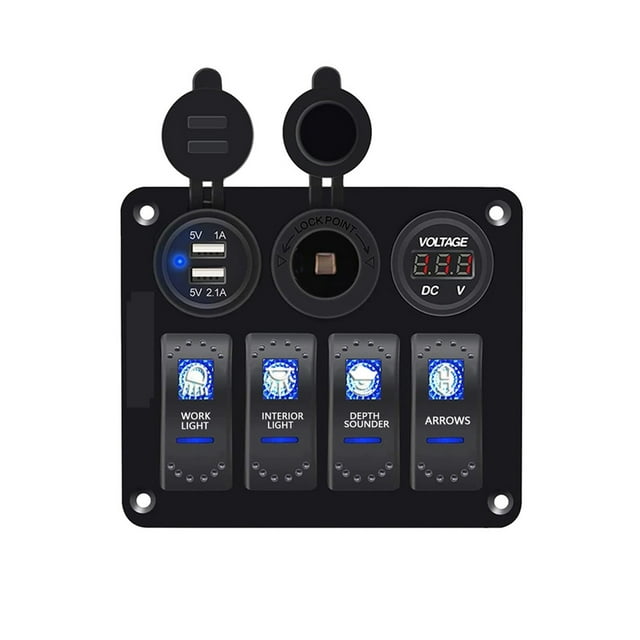 Marine Switch Panel IP65 Waterproof - 4 Gang Boat Switch Panel ,Easy to Install