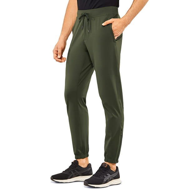 cRZ YOgA Mens 4-Way Stretch golf Joggers with Pockets 30 - Work Sweatpants  Track gym Athletic Workout Hiking Pants Dark Olive Medium 
