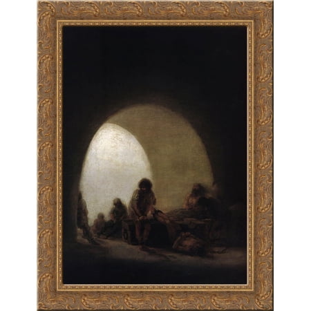 A Prison Scene 24x18 Gold Ornate Wood Framed Canvas Art by Francisco Goya