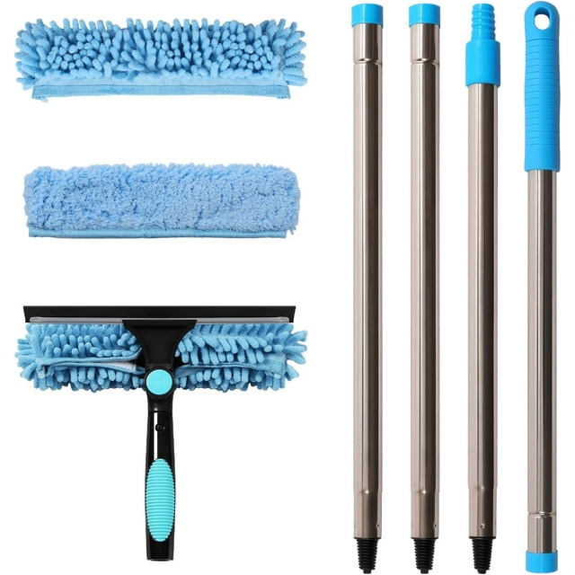 .in / cm Window Cleaning Tools, Window Squeegee in Double-Sided Professional Cleaner Window Washing Kit with Extension Pole ()