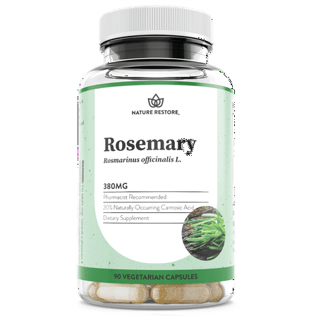 Rosemary Extract Supplement, 20 Percent Carnosic Acid, 90 Capsules (Cap color may vary)