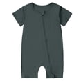 thumbnail image 2 of Fesfesfes Baby Bodysuit Short Sleeve Zipper Romper Soft Breathable 1 Piece Outfit Comfortable Toddler Clothes for Boys Girls Casual Wear Home Wear Holiday Playwear(Dark Gray,0-3 Months), 2 of 9