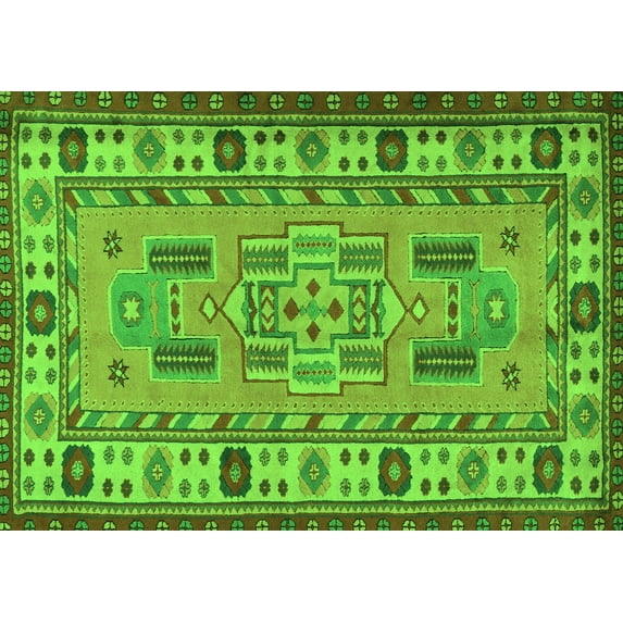 Ahgly Company Indoor Rectangle Oriental Green Traditional Area Rugs, 4' x 6'
