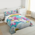 thumbnail image 3 of Castle Fairy Cute Unicorn 3 Pieces Queen Comforter Set for Kids Children Teens,Magical Horse Ultra Soft Bedding Sets,Floral Flowers Rainbow Bedding Comforter Set Breathable,Breathable Home Decor, 3 of 8