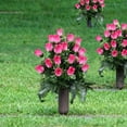 thumbnail image 5 of 19" Artificial Cemetery Flowers for Graves - Memorial Rose Bouquet with Non-Fade Colors - Silk Flower Arrangement for Headstone Decor, Outdoor Grave & Memorial Sites, 5 of 5