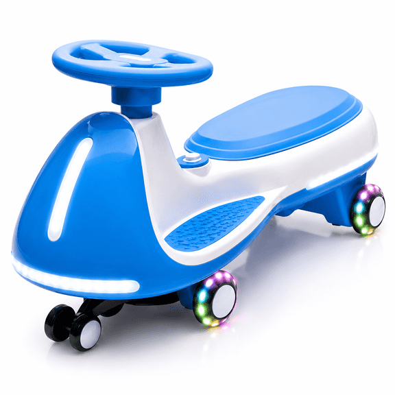 12V Kids Electric Wiggle Car Ride On Toy with Bluetooth & LED Lights, 5 MPH, 150 lbs Capacity, Ages 3-8, Blue