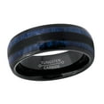 thumbnail image 2 of Mens Tungsten Wedding Band with Exotic Blue Wood Inlay - Black Dome Tungsten Carbide Ring - Anniversary Band - TN870s8, 2 of 3