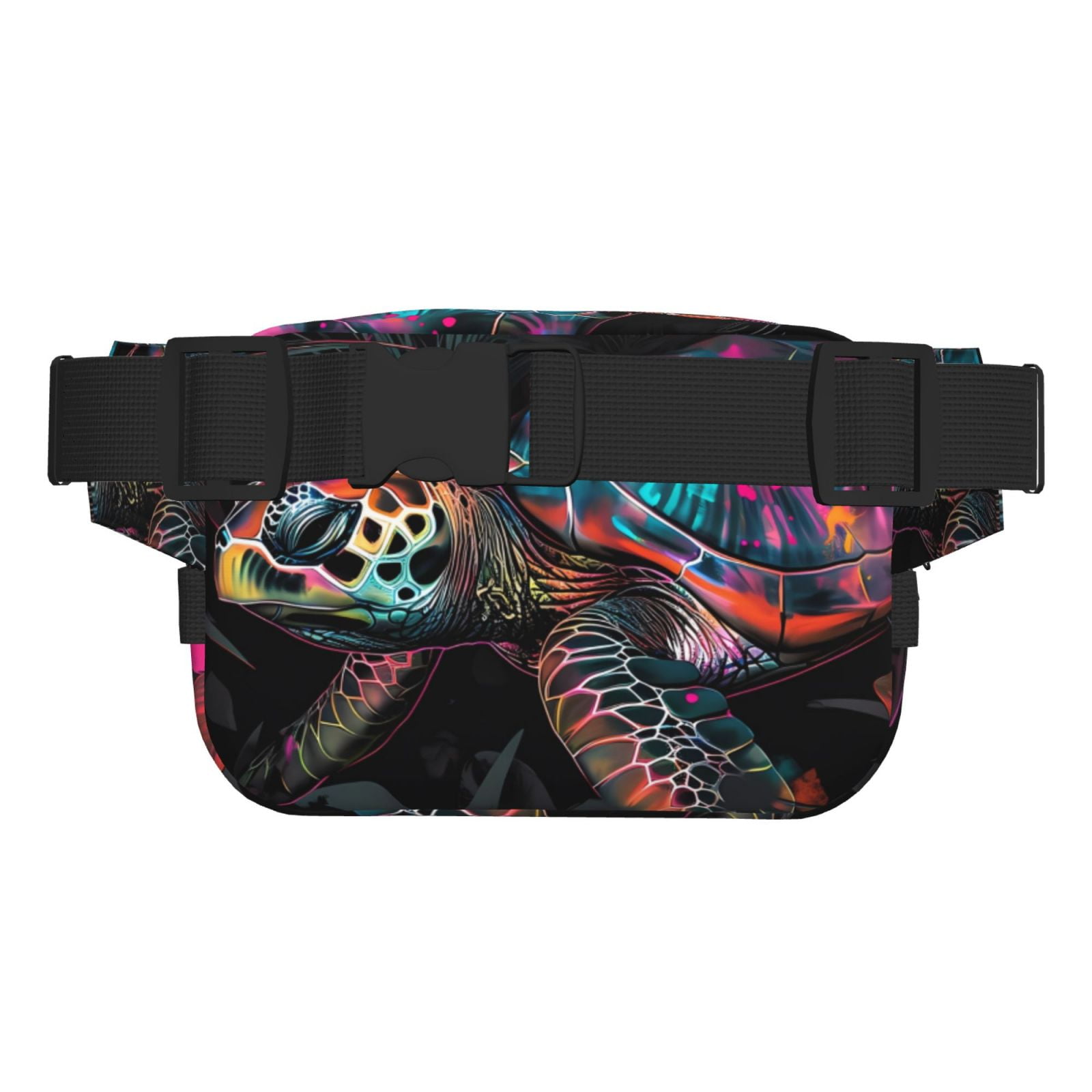 Picia Colorful Plant Turtle A Print Square Double-Layer Waist Bag Mini Adjustable Waist Belt Bag Exercise Running Travel Hiking