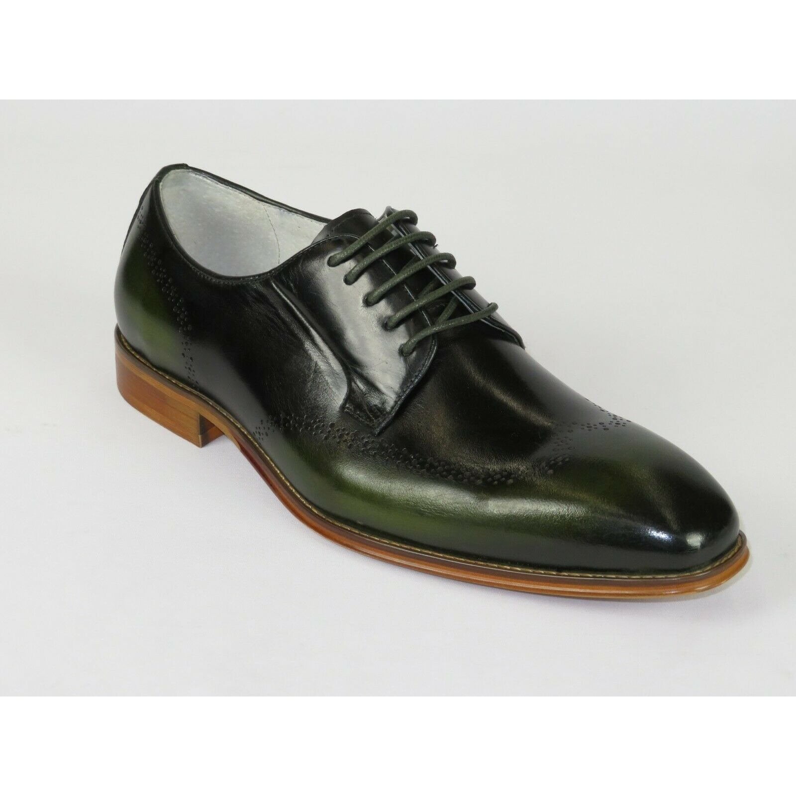 Men Leather Dress Shoes GIOVANNI two Tone Lace up wing tip European