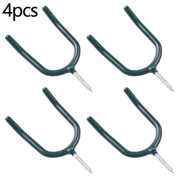 CHENGSI for Heavy Duty Wall Mounted U-Shaped Hooks 4PCS Screw In Hanging Hooks for Garden Garage Home Shop Organizer Tools Storage Vinyl Coated Steel 20 Lbs Capacity Black