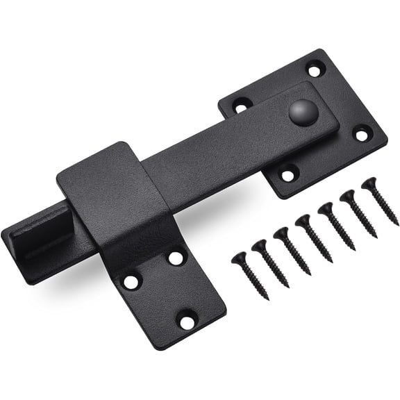 6" Barn Door Flip Latch Sliding Door Latch Gate Latch for Fence, Shed Door, Farm Gate, Solid Metal Heavy Duty Iron Hardware, add More Security and Privacy, Matte Black