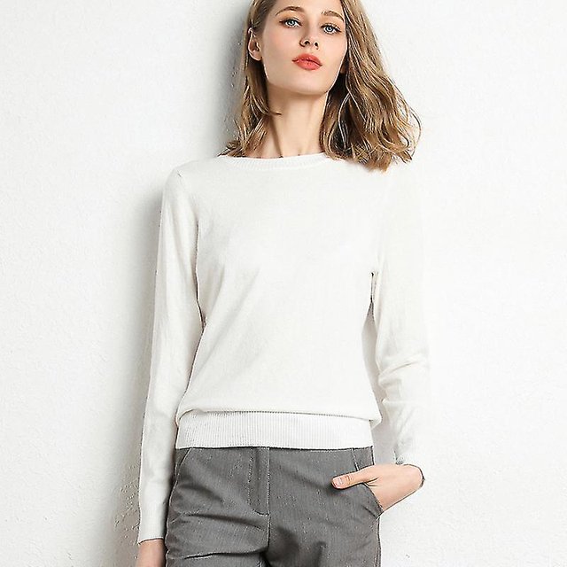 Nouveau Femmes Automne Hiver Vêtements Solide Col Rond Pull Pull Manches Longues Pulls Tricot Chemise Femmes Tops