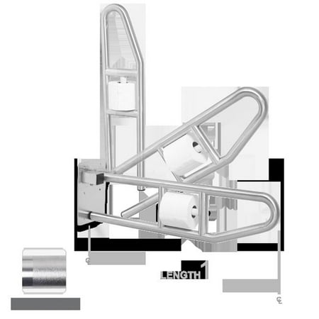 Ajw Ug120x W 29 Swing Up 1 25 In Diameter Grab Bar With Toilet Tissue Holder Peened Grip Configuration W
