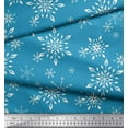 thumbnail image 2 of Soimoi Blue polyester Crepe Fabric Snow Flakes Floral Printed Craft Fabric by the Yard 52 Inch Wide, 2 of 5