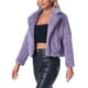 thumbnail image 4 of Chaqueta corta de pelaje sintético suave de manga larga con cuello de muesca para mujer Inspire Chic en gris púrpura, 4 of 6