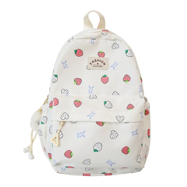 Mochila Con Fresa Japonés Pequeña Y Fresca para Estudiantes Secundaria Mujer () Blanca