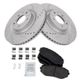 thumbnail image 2 of TRQ Front Performance Brake Pad & Rotor Kit Brake Pads Brake Rotors Set Ceramic Premium G-Coated Fits Select 2007-2015 Mazda CX-9, 2 of 6