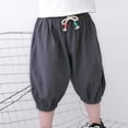 thumbnail image 2 of Hvobtty Toddler Casual Shorts Pants, Toddler Summer Short Pants, Boys and Girls' Lantern Pants Solid Color and Linen Kids Five Quarter Pants Gray 6-7 Years, 2 of 5