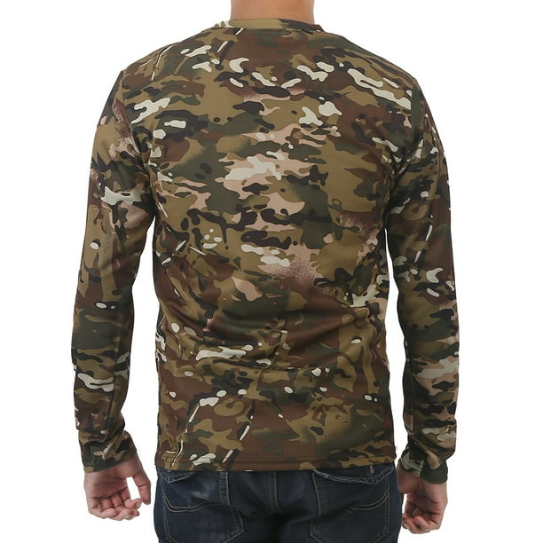 Playera Militar Camisetas de manga larga para hombres camiseta de caza con camuflaje fresco Camisa bolsillo Camiseta M L XL L hombre camisa manga Spptty equipo de deporte Walmart en linea