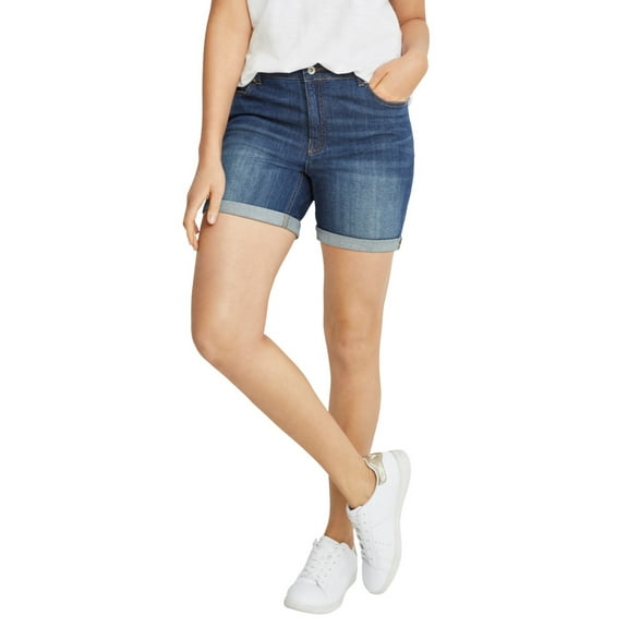 Ellos Women's Rolled Hem Denim Shorts Shorts