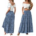 thumbnail image 4 of Maxi falda Lepunuo Boho de cintura alta con bolsillos para mujer, 4 of 6