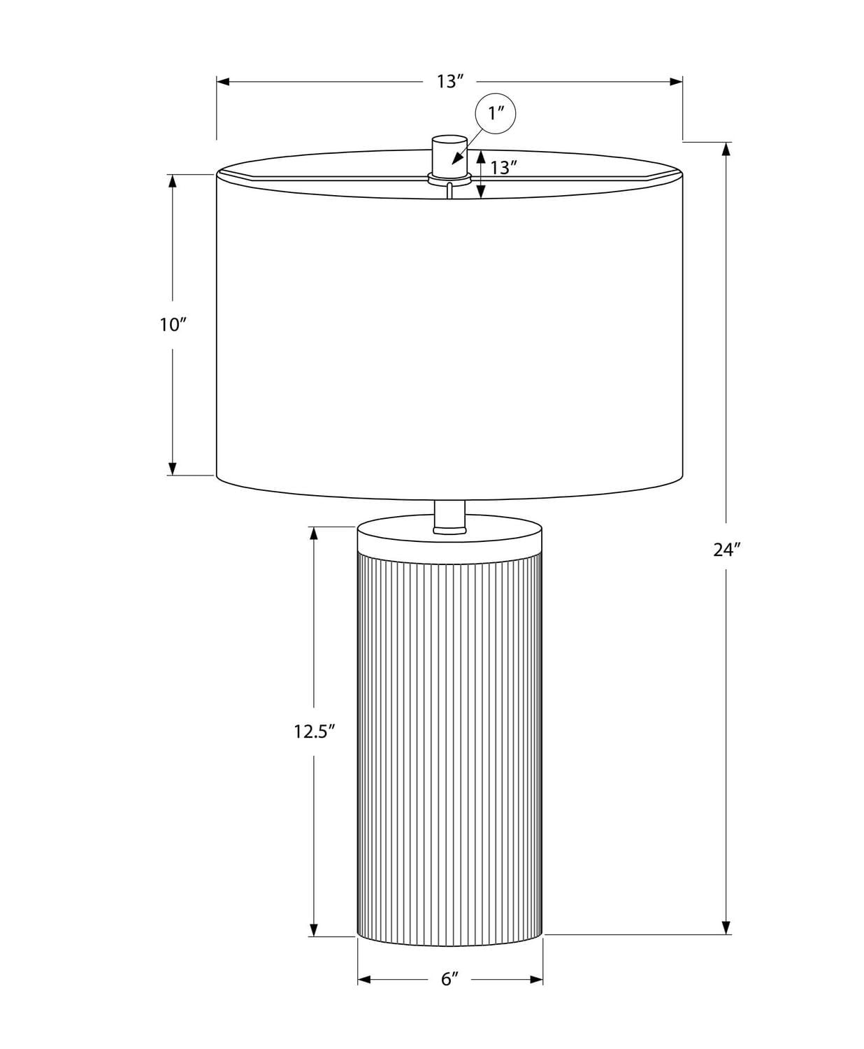 Monarch Specialties Lighting, 24"h, Table Lamp, Black Concrete, Ivory / Cream Shade, Modern