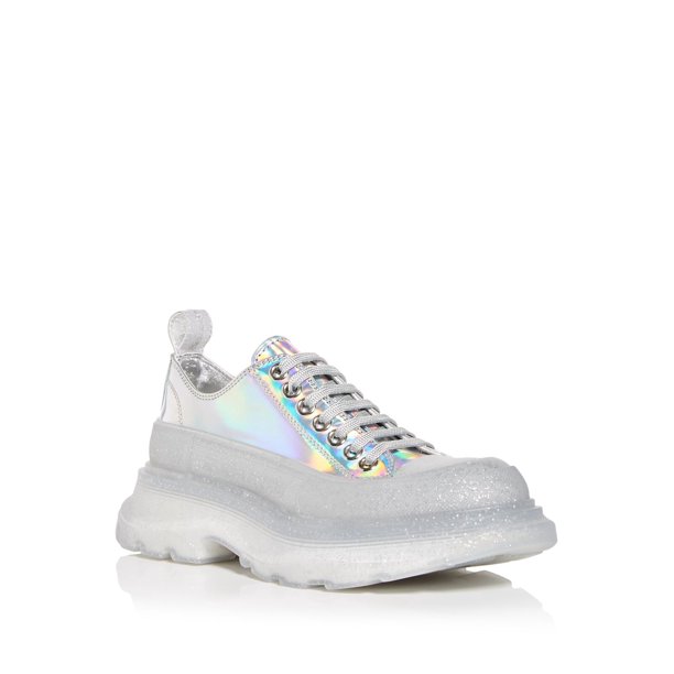 ALEXANDER MCQUEEN Womens Silver Iridescent Translucent PullTab Glitter