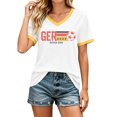 thumbnail image 2 of Women's Football Graphic T-Shirt, Women's Fashion V-Neck Short Sleeve T-Shirt with Letter Print for Casual Wear for Soccer Tournament 2026 White Size: 2XL, 2 of 5