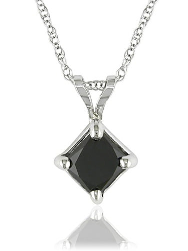 princess cut black diamond necklace