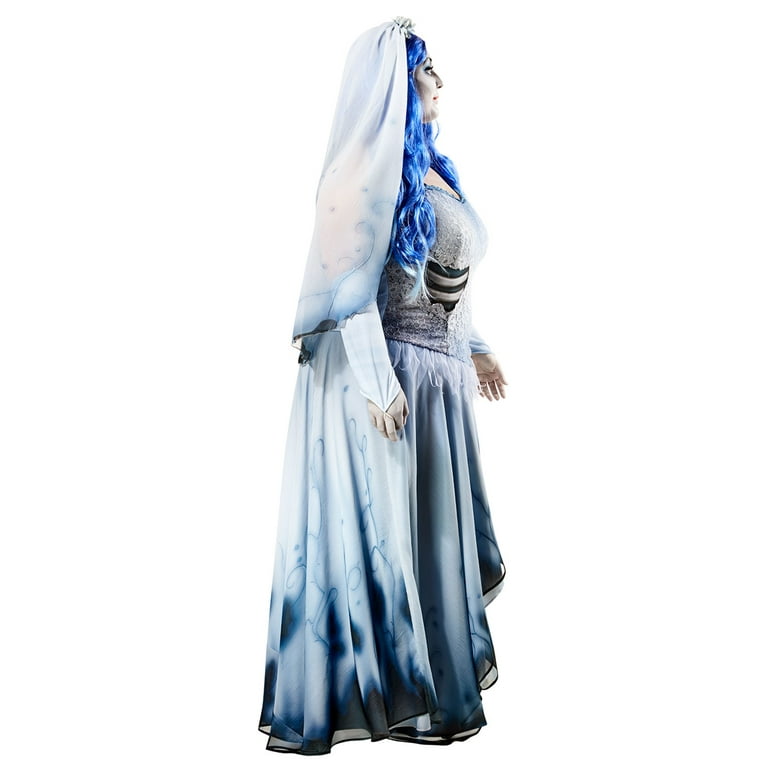 open lace back dress Tim Burton's Corpse Bride Emily Wedding Dress Cosplay Costumes