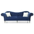 thumbnail image 2 of Passion Furniture Wilshire 98 in. Blue Velvet 2-Seater Sofa with 2-Throw Pillow, 2 of 5