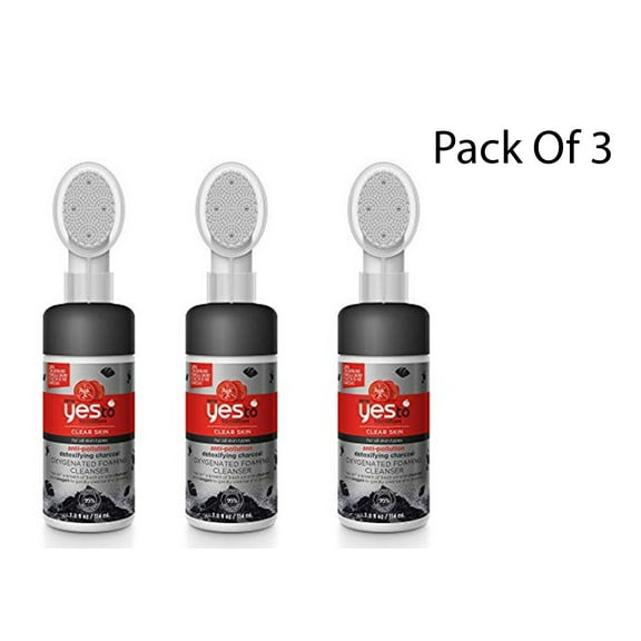 Yes To Tomatoes Clear Skin Anti-Pollution Detoxifying Charcoal Oxygenated Foaming Cleanser, 3.8 Fl Oz (3 Pack)