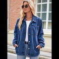 thumbnail image 4 of Chaqueta Vaquera de Larga con Botones y Bolsillos para Mujer Azul Oscuro M, 4 of 9